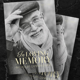 In Loving Memory Modern Elegant Photo Memorial Card