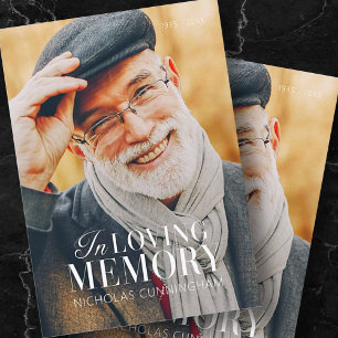 In Loving Memory Modern Elegant Photo Memorial Card
