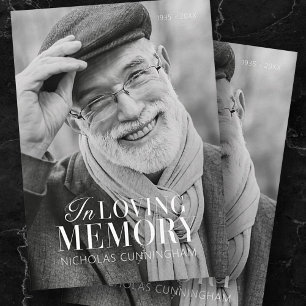 In Loving Memory Modern Elegant Photo Memorial Card