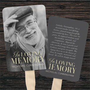 In Loving Memory Modern Elegant Photo Memorial Hand Fan