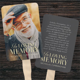 In Loving Memory Modern Elegant Photo Memorial Hand Fan