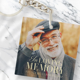 In Loving Memory Modern Elegant Photo Memorial Key Ring