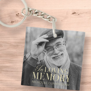 In Loving Memory Modern Elegant Photo Memorial Key Ring