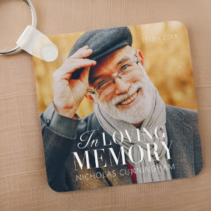In Loving Memory Modern Elegant Photo Memorial Key Ring