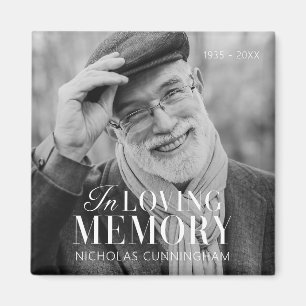 In Loving Memory Modern Elegant Photo Memorial Magnet