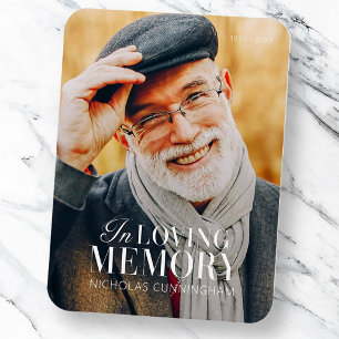 In Loving Memory Modern Elegant Photo Memorial Magnet