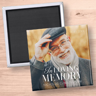 In Loving Memory Modern Elegant Photo Memorial Magnet
