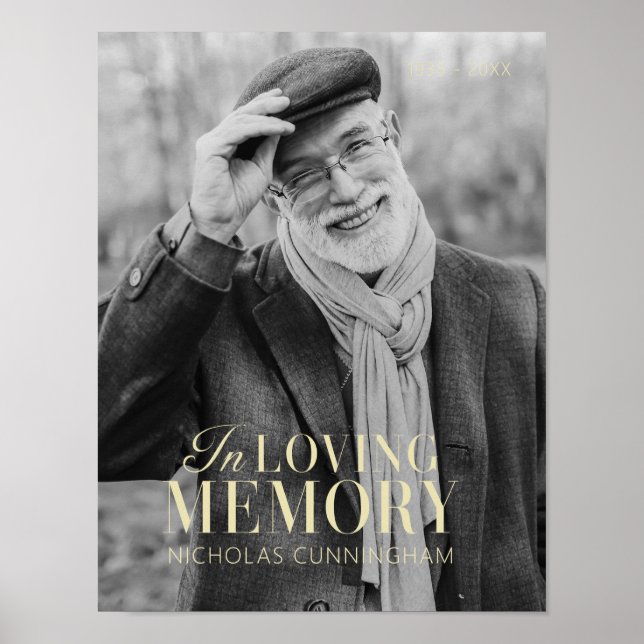 In Loving Memory Modern Elegant Photo Memorial Poster (Front)