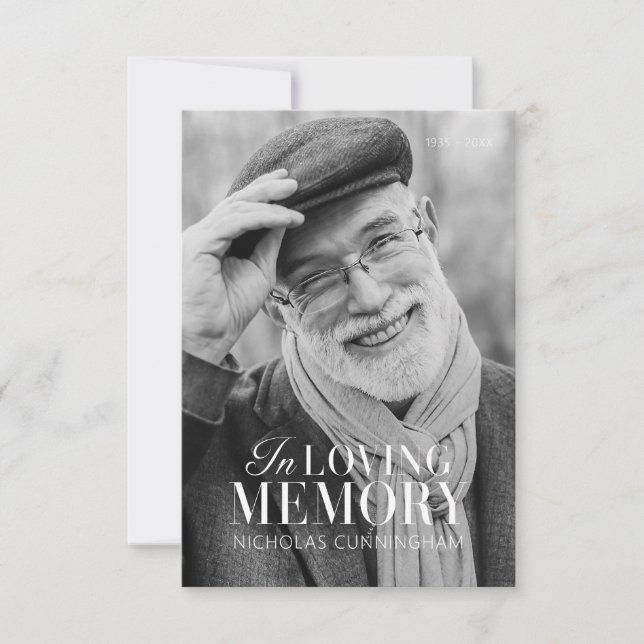 In Loving Memory Modern Elegant Photo Memorial Thank You Card (Front)