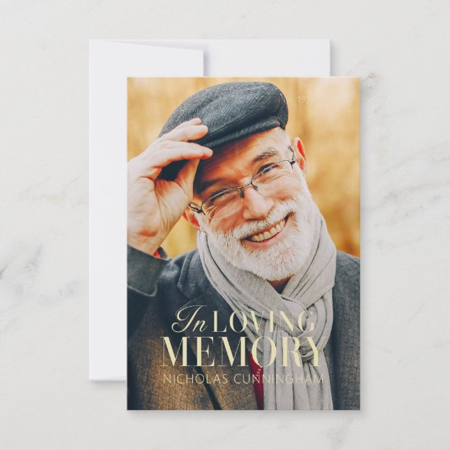 In Loving Memory Modern Elegant Photo Memorial Thank You Card (Front)
