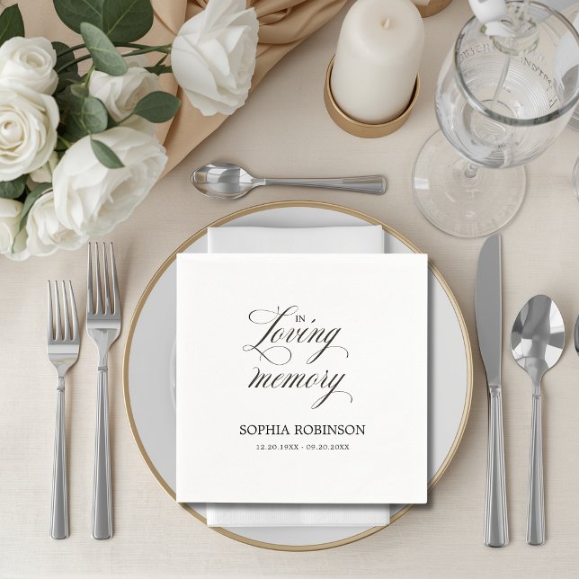 In Loving Memory Modern Elegant Script Funeral  Napkin (Creator Uploaded)