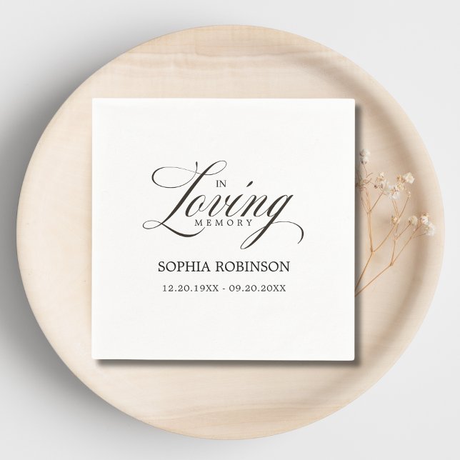 In Loving Memory Modern Elegant Script Funeral  Napkin (Creator Uploaded)
