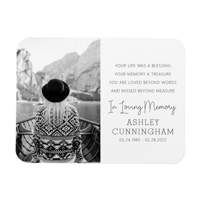 In Loving Memory Modern Elegant Simple Chic Photo Magnet (Horizontal)