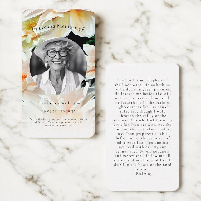 in loving memory modern floral simple prayer card  (Creator Uploaded)