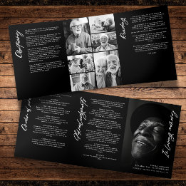 In Loving Memory Modern Memorial 7-Photo Collage Tri-Fold Programme