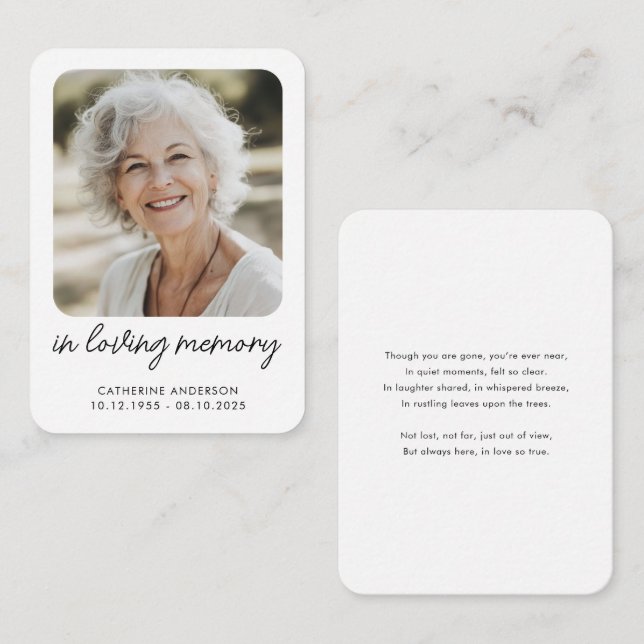 In Loving Memory Modern Memorial Wallet Card (Front/Back)