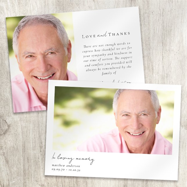 In Loving Memory Modern Minimal Photo Bereavement Thank You Card (Creator Uploaded)