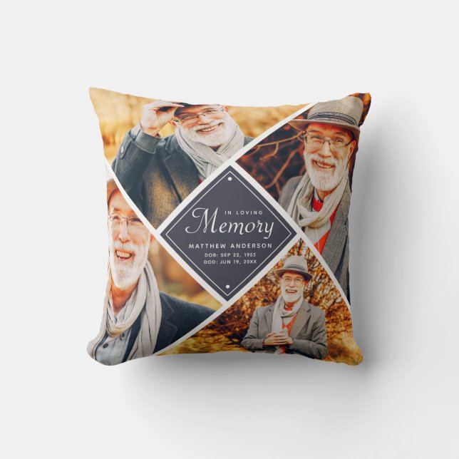 In Loving Memory Modern Multi Photo Template Cushion (Front)