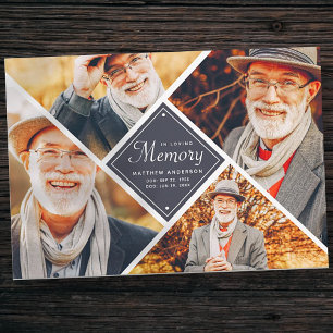 In Loving Memory Modern Multi Photo Thank You Card