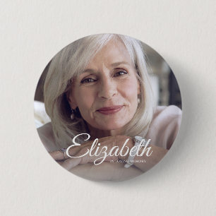 In Loving Memory Modern Name and Photo Keepsake 6 Cm Round Badge