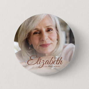 In Loving Memory Modern Name and Photo Keepsake 6 Cm Round Badge