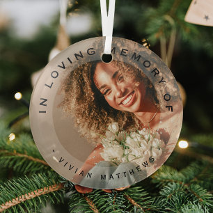 In Loving Memory Modern Overlay Photo Glass Tree Decoration