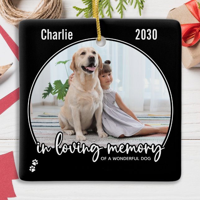 In Loving Memory Modern Personalized Pet Memorial Ceramic Ornament (Creator Uploaded)