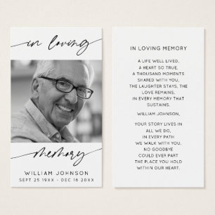In Loving Memory Modern Script Photo Funeral Poem