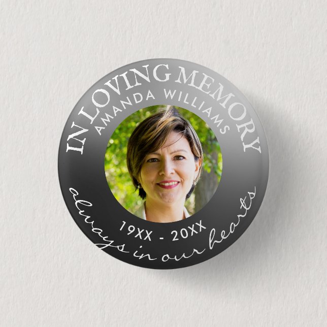 In Loving Memory Modern Silver 3 Cm Round Badge (Front)