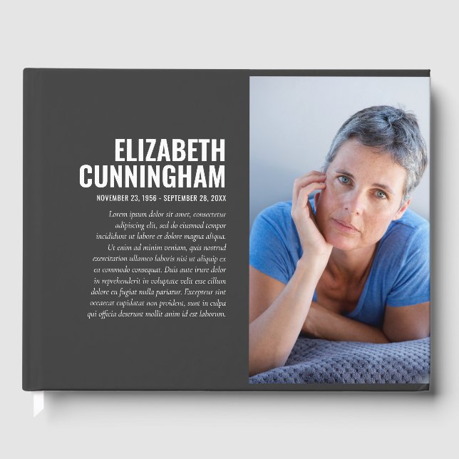 In Loving Memory Modern Simple Photo Memorial Guest Book (Front)