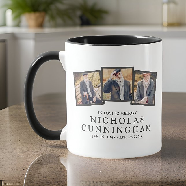 In Loving Memory Modern  Simple Three Photo Mug (Creator Uploaded)