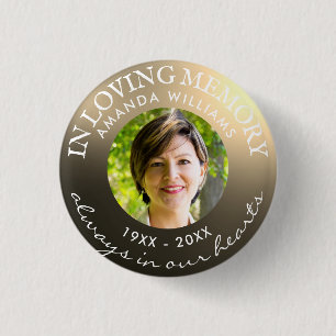 In Loving Memory Modern Sophisticated Gold 3 Cm Round Badge