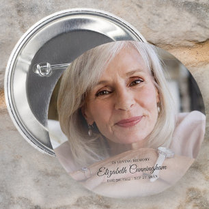 In Loving Memory Modern Vignette Photo Keepsake 6 Cm Round Badge