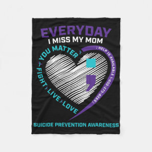 In Loving Memory Mom Suicide Awareness Prevention  Fleece Blanket
