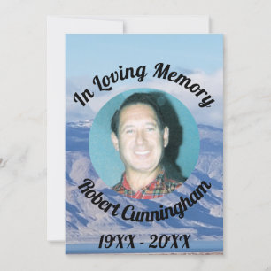 In Loving Memory Mountains Photo Memorial Card