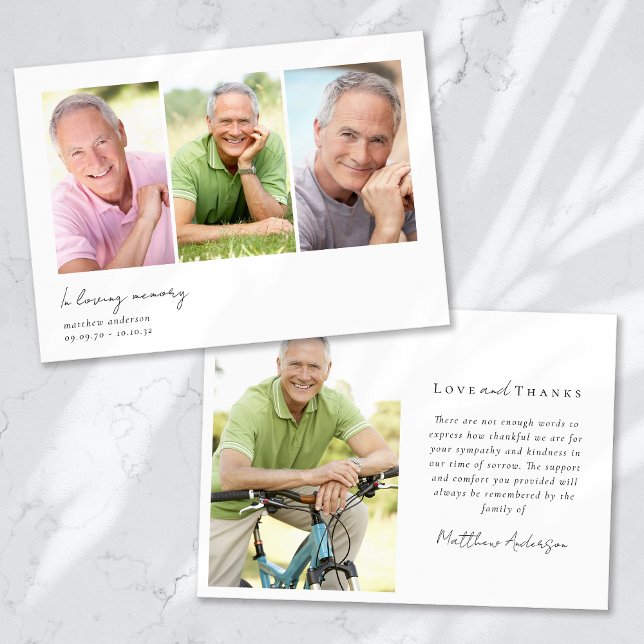 In Loving Memory Multiple Photo Sympathy Funeral Thank You Card (Creator Uploaded)