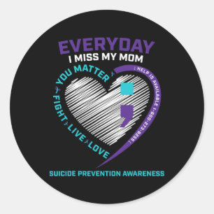 In Loving Memory Mum Suicide Awareness Prevention Classic Round Sticker