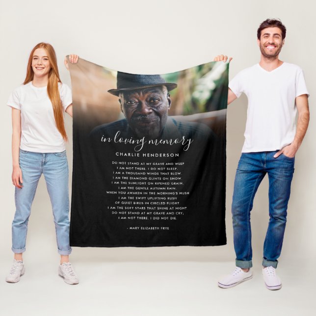 In Loving Memory Name, Custom Quote & Photo Fleece Blanket (In Situ)