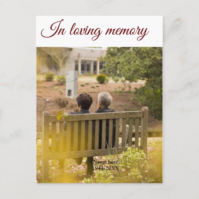 in loving memory name text keepsake prayer card (Front)