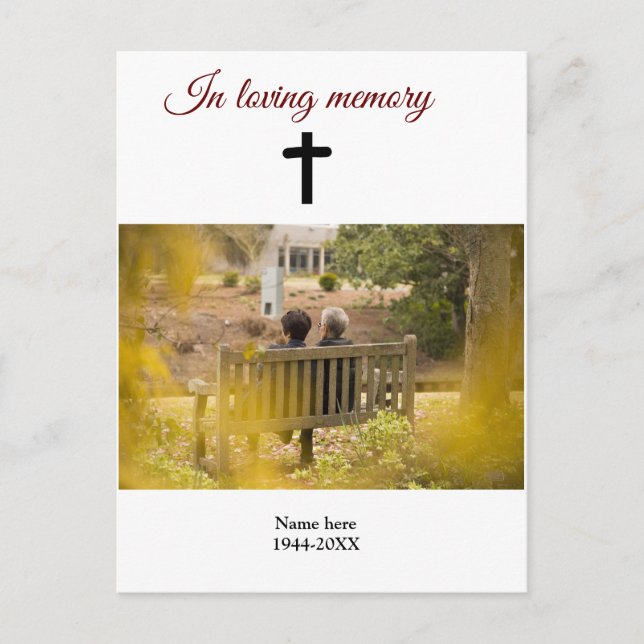 in loving memory name text keepsake prayer card (Front)