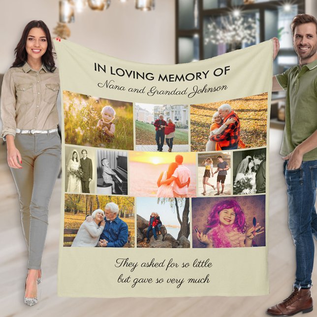 In Loving Memory Natural Photo Collage Fleece Blanket (Creator Uploaded)