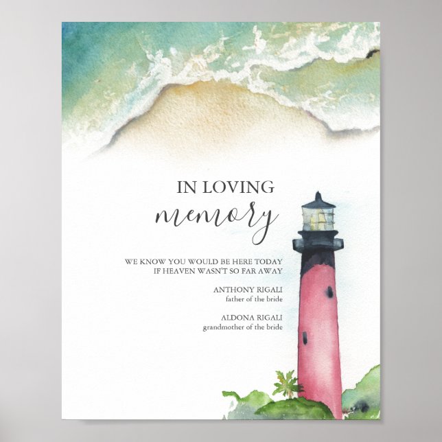 In Loving Memory Nautical Wedding Poster (Front)
