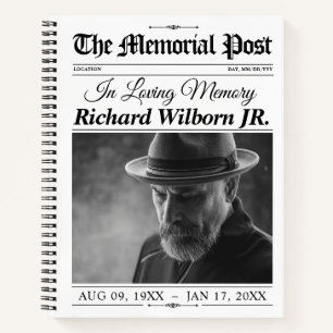 In Loving Memory Newspaper Memorial Guestbook Notebook