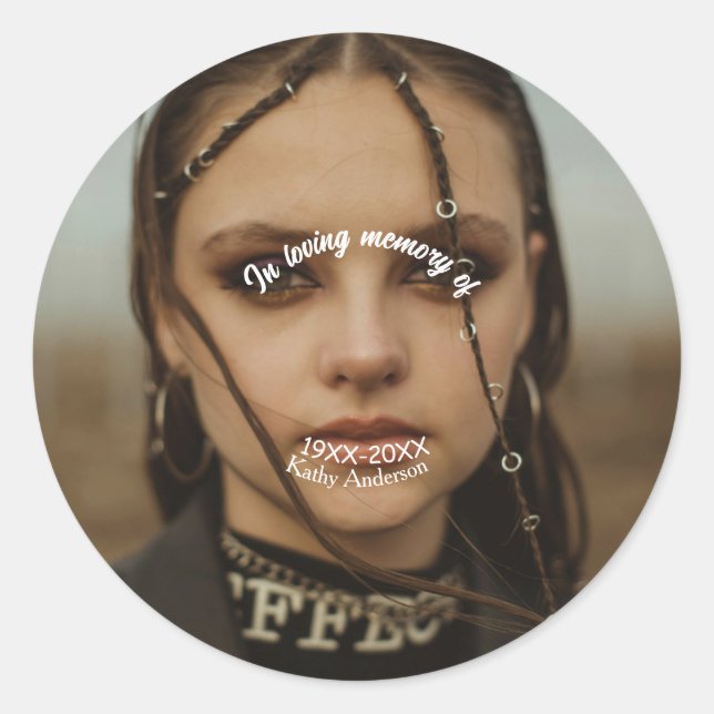 In loving memory of add name memorial keepsake classic round sticker (Front)