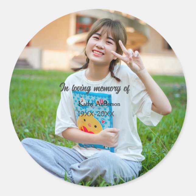 In loving memory of add name memorial keepsake classic round sticker (Front)