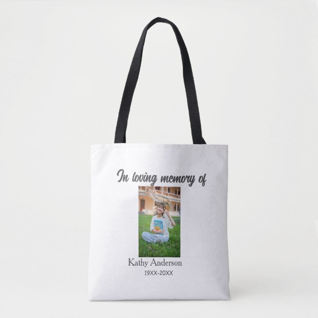In loving memory of add name memorial keepsake tote bag (Front)