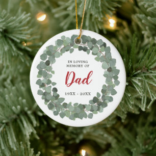 In Loving Memory Of Dad Personalised Greenery Ceramic Tree Decoration