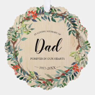 In Loving Memory Of Dad Rustic Wreath Memorial Tree Decoration Card