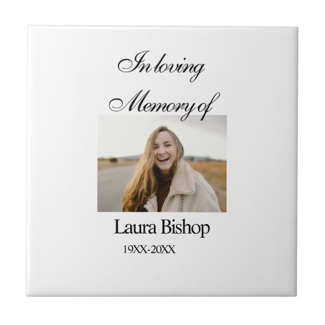 In loving memory of funeral keepsake add name year tile (Front)
