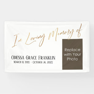 In Loving Memory of Gold on White w/ Photo Space Banner